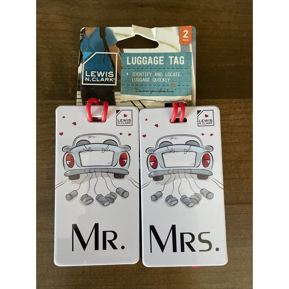 Mr. & Mrs. New Set of 2 Wedding Gift Durable Luggage Tags Classic Car